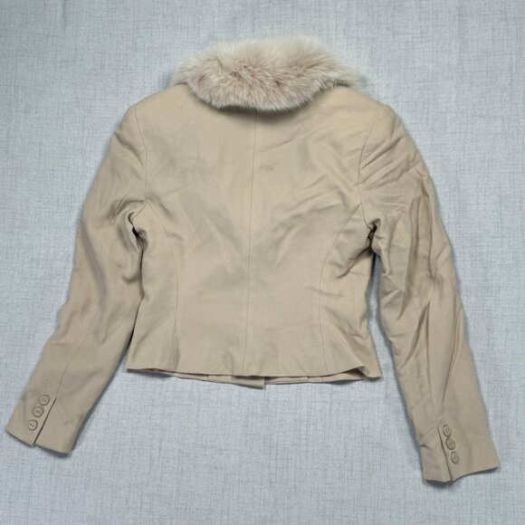 Vintage J. Percy for Marvin Richards Wool Jacket Faux Fur Collar Beige Size 2P - Picture 2 of 15